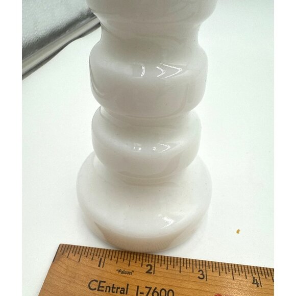 Three Vintage Milk Glass Vases Mid-20th Century Hobnail & Smooth & Candle Holder - Picture 5 of 13